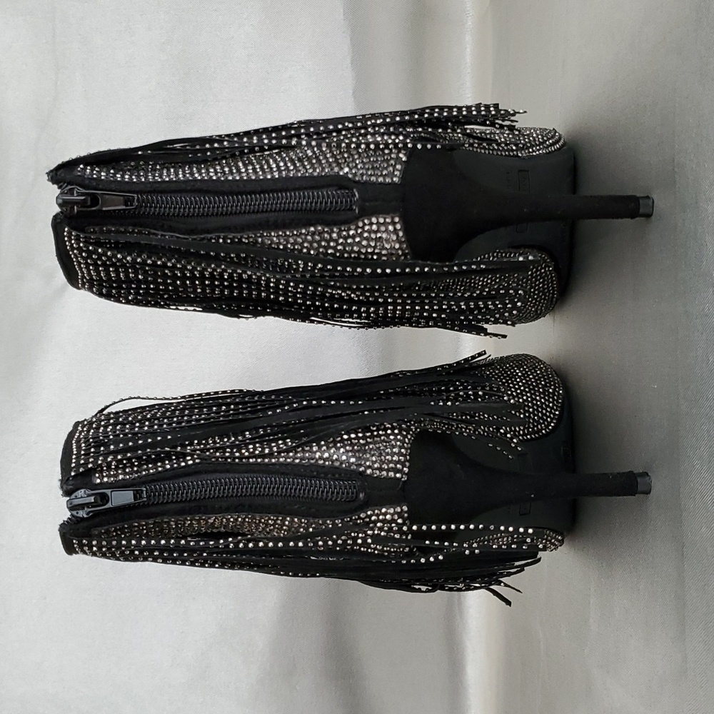 ANDIAMO Allover Rhinestone Fringe Sparkle Stiletto Booties WOMENS SIZE: 8M - Picture 6 of 11